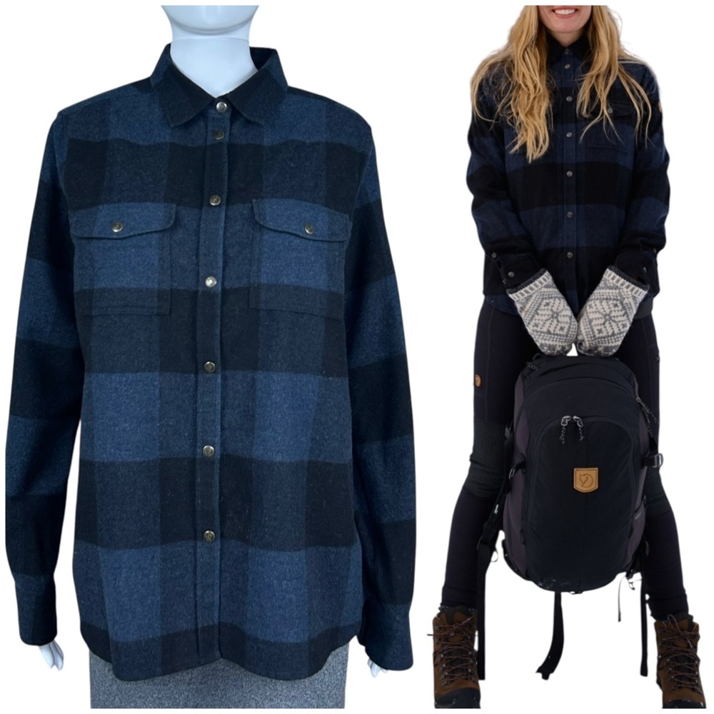 Fjallraven Womens Canada Flannel Wool Shirt Large Shaket Gorpcore Hiking Grunge